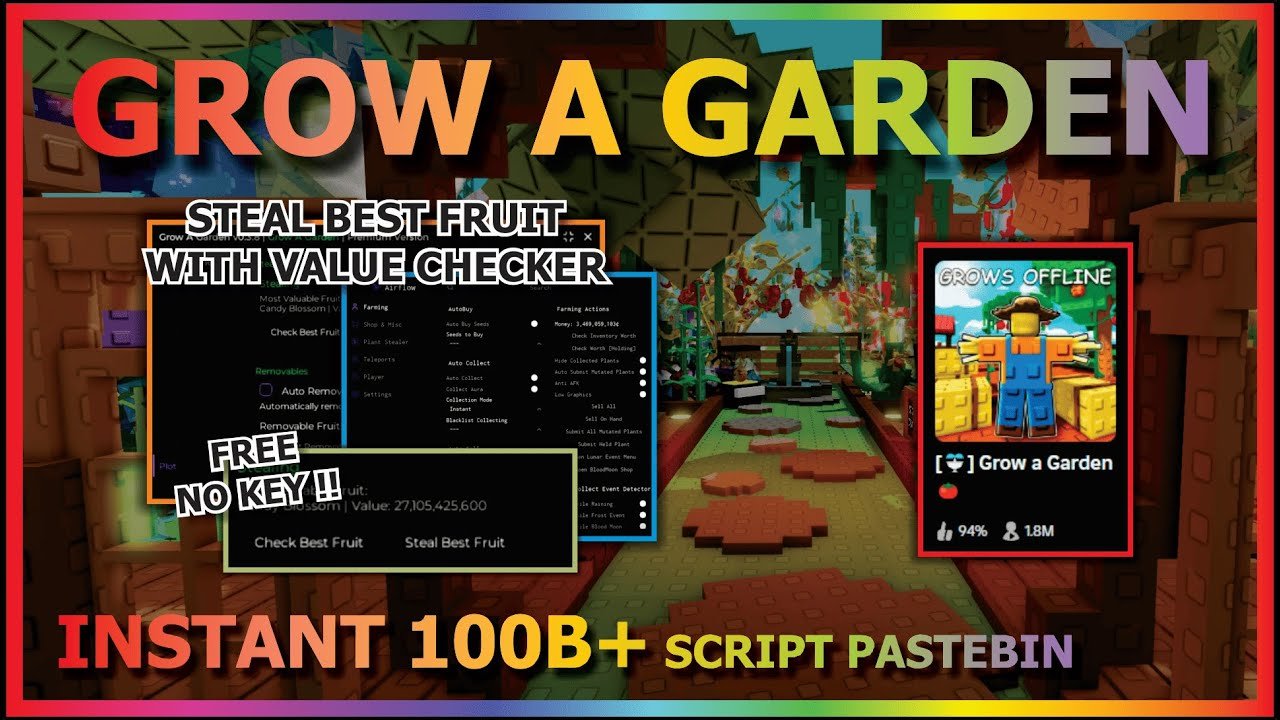 GROW A GARDEN Script Pastebin 2025 AUTO STEAL, EZ 100B+ COIN, WORK UPDATE COSMETICS (NO KEY) ⛲🍅