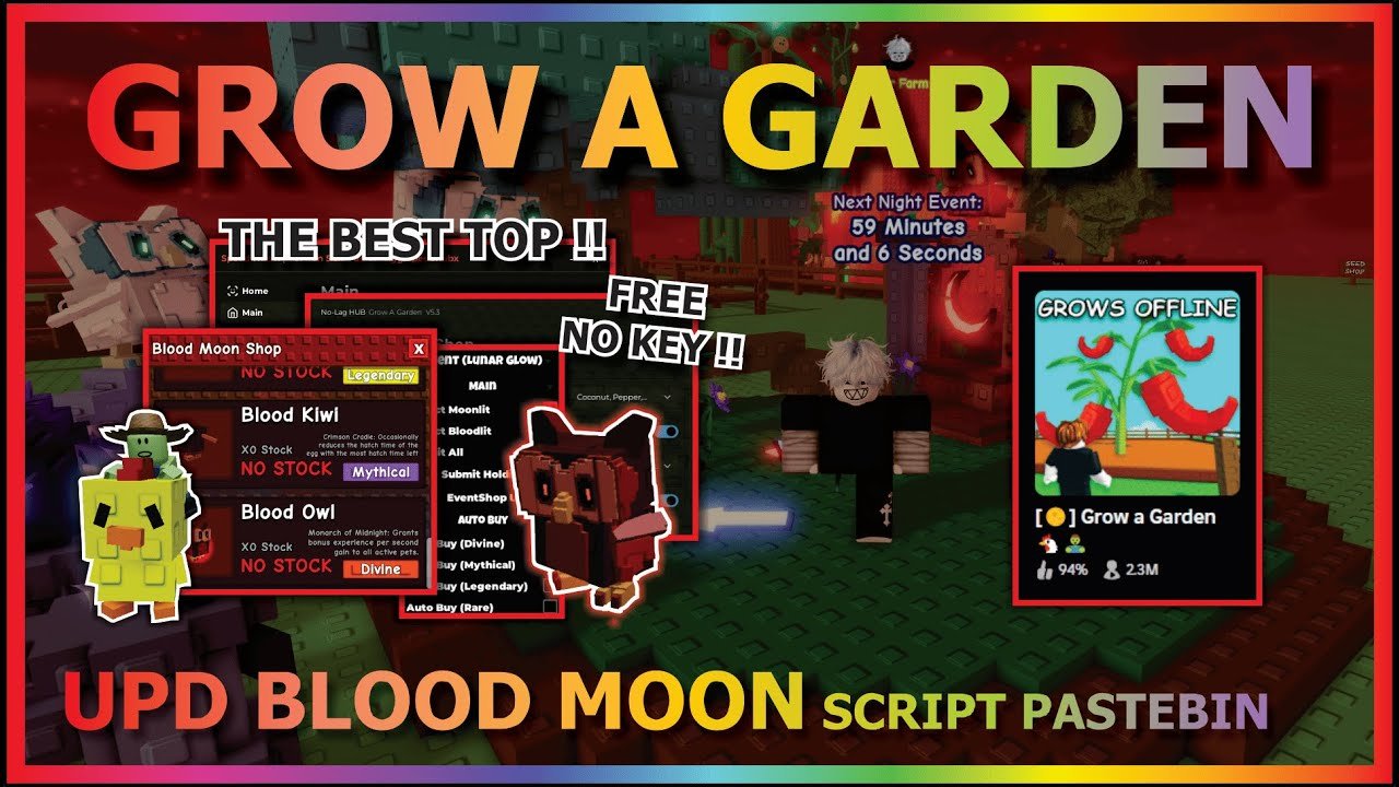 GROW A GARDEN Script Pastebin 2025 AUTO FARM, COLLECT BLOODLIT, BLOOD MOON SHOP, TOP (NO KEY) 🐔🧟‍♂️