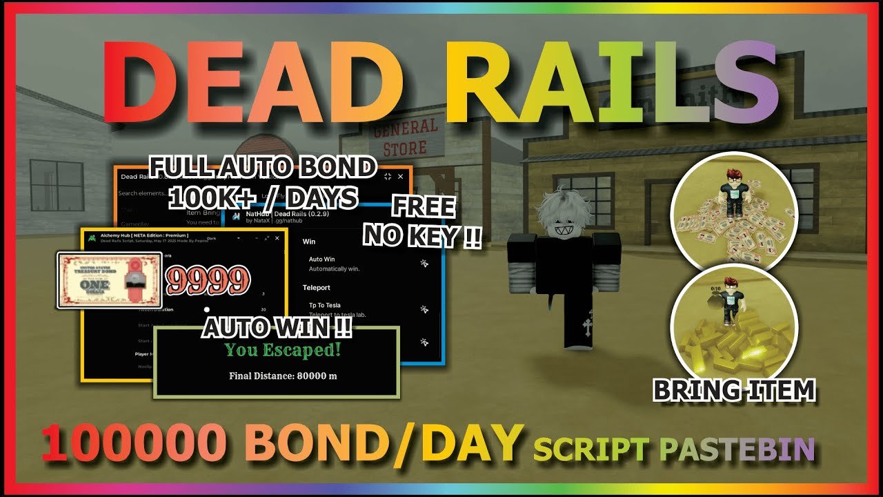DEAD RAILS Script Pastebin 2025 AUTO BOND 100% AUTOMATIC, AUTO WIN, KILL AURA, BRING ITEM (NO KEY)