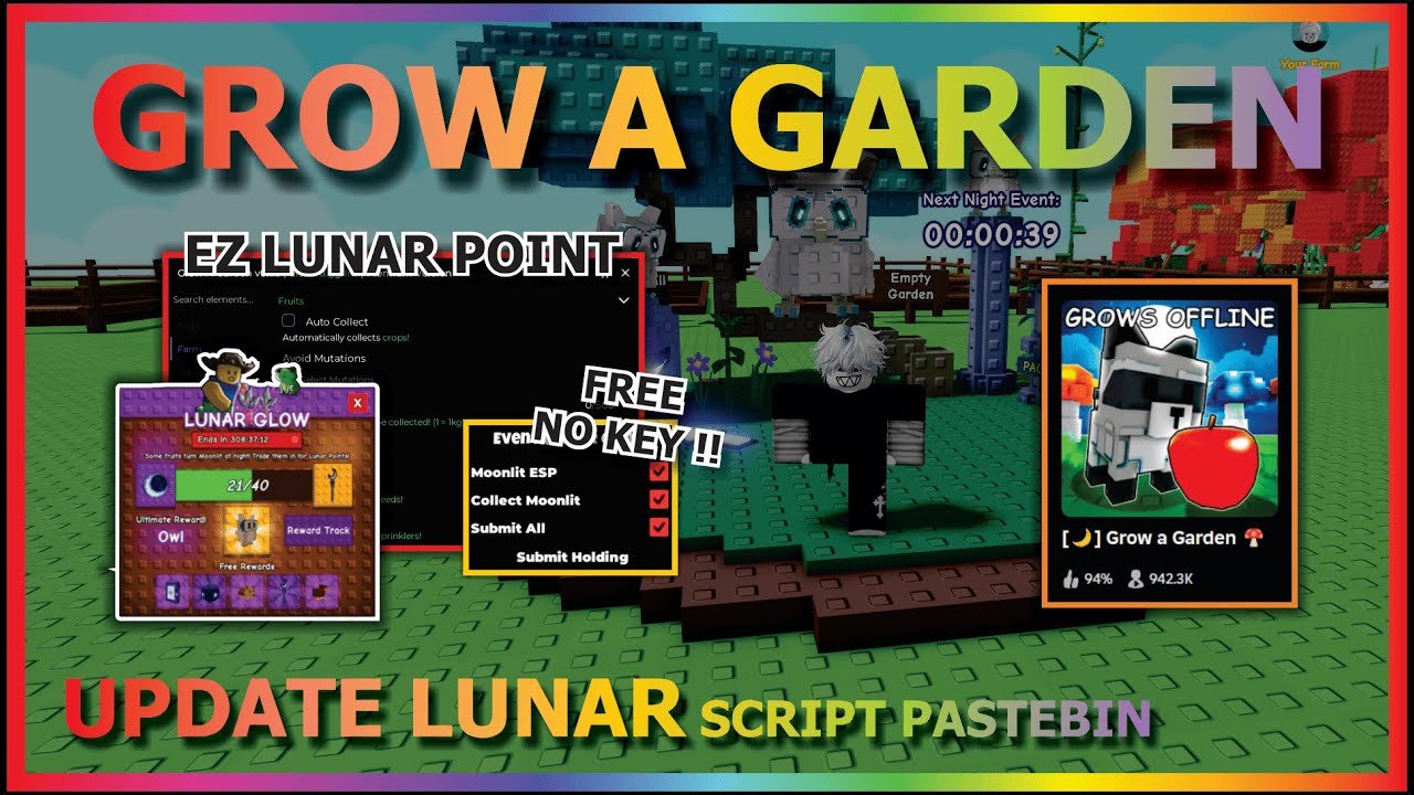 GROW A GARDEN Script Pastebin 2025 AUTO FARM EVENT, AUTO COLLECT MOONLIT, EZ LUNAR POINT (NO KEY)🌙