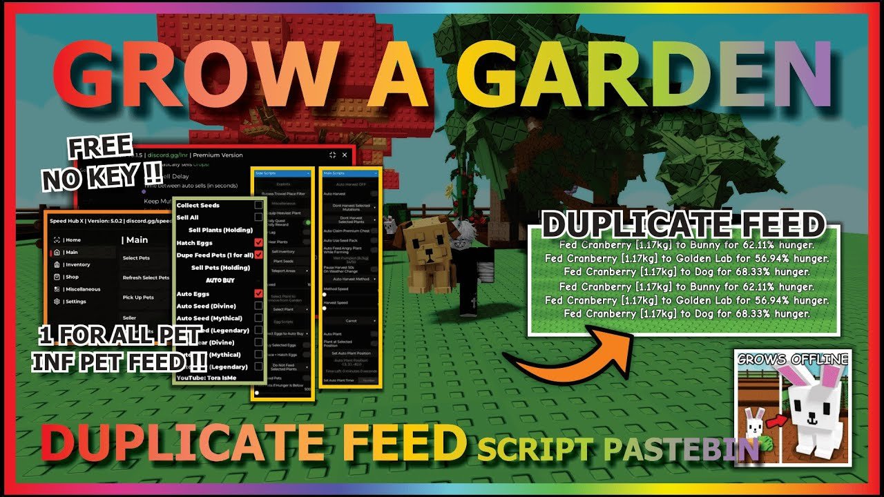 GROW A GARDEN Script Pastebin 2025 DUPLICATE FEED PET, BUY EGG, HATCH EGG, AUTO FARM (NO KEY)🐶