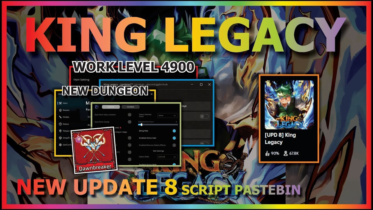 KING LEGACY Script Pastebin 2025 UPDATE 8 AUTO FARM, BRING MOB, AUTO NEW DUNGEON (WORK LEVEL 4900)