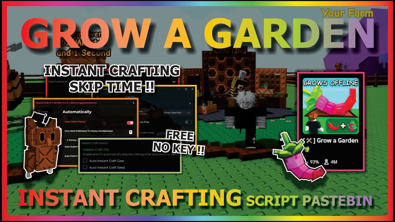 GROW A GARDEN Script Pastebin 2025 INSTANT CRAFTING, SKIP TIME, AUTO CRAFT, EZ HONEY (NO KEY) 🛠️🍏