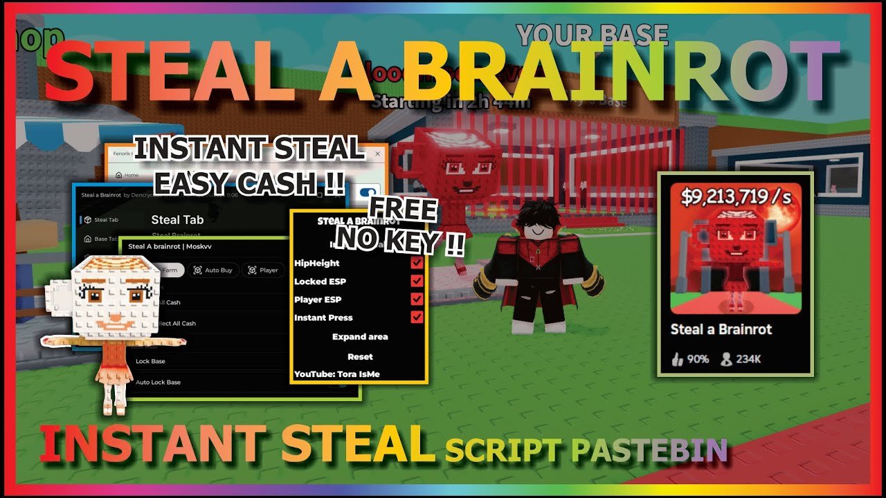 STEAL A BRAINROT Script Pastebin 2025 INSTANT STEAL, NO HIT, FLY, AUTO COLLECT, AUTO SELL (NO KEY)