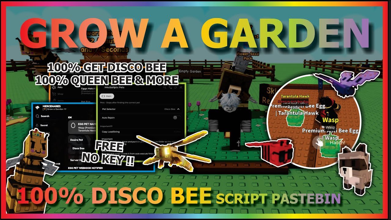 GROW A GARDEN Script Pastebin 2025 PET SNIPPER, 100% GET DISCO BEE, 100% GET QUEEN BEE (BEST TOP) 🐝🌻