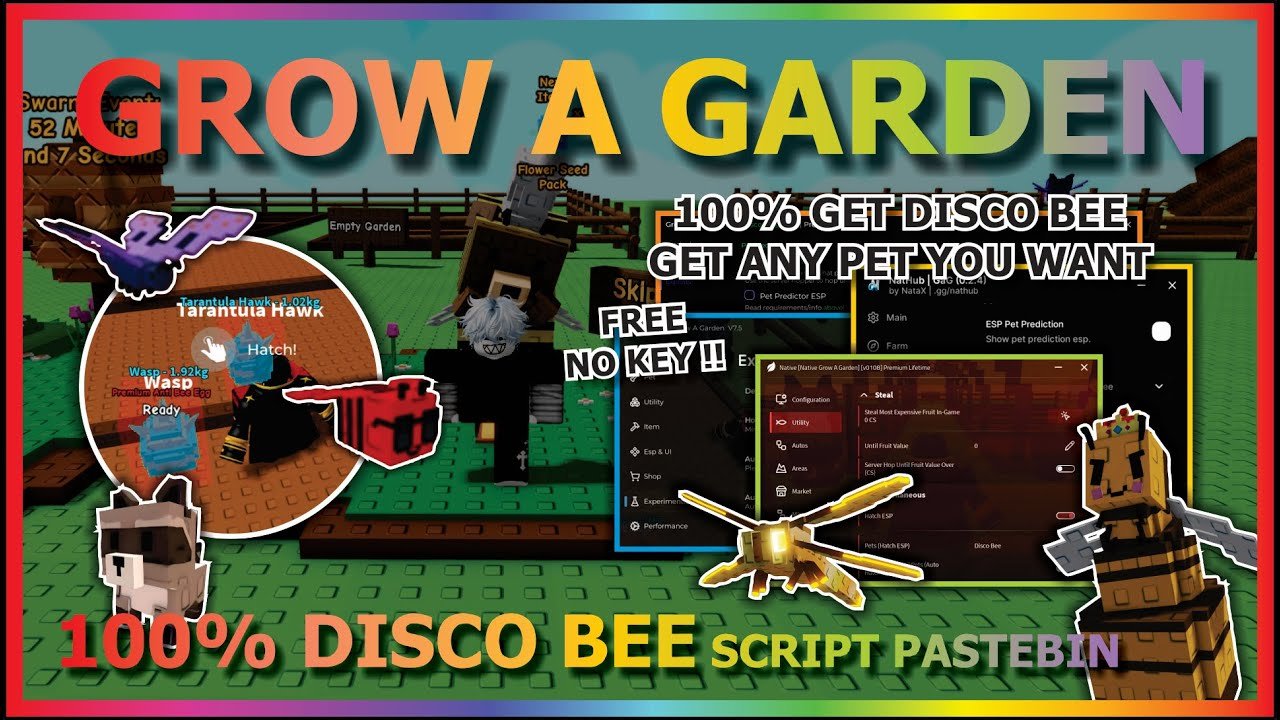GROW A GARDEN Script Pastebin 2025 PET SNIPPER, 100% GET DISCO BEE, GET ANY PET YOU WANT (NO KEY) 🐝🌻