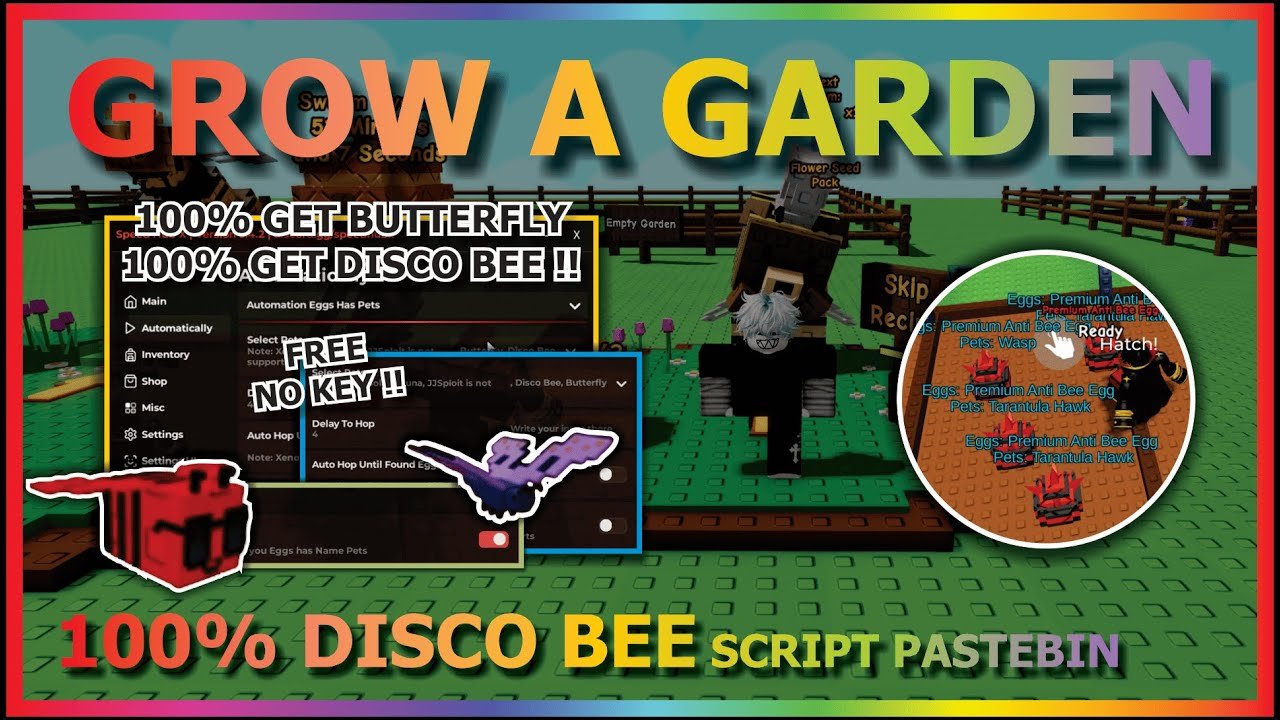 GROW A GARDEN Script Pastebin 2025 PET SNIPPER, 100% GET DISCO BEE, 100% GET BUTTERFLY (NO KEY) 🐝🌻