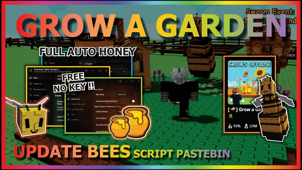 GROW A GARDEN Script Pastebin 2025 AUTO FARM HONEY, COLLECT POLLINATED, BEE QUEEN QUEST (NO KEY) 🐝🌻